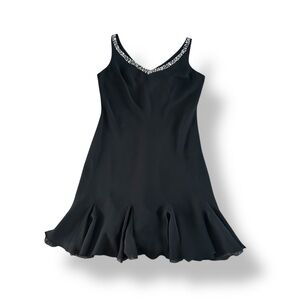 [S.L. Fashions] Black Dress with Rhinestone Detail